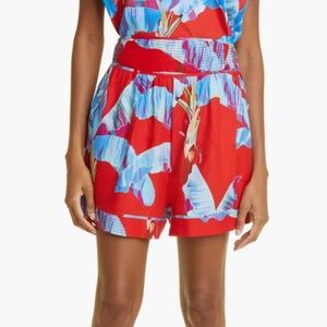 🌿 NEW w.tags Farm Rio Sweet Jungle Ananas Red Linen Blend Shorts Size Small